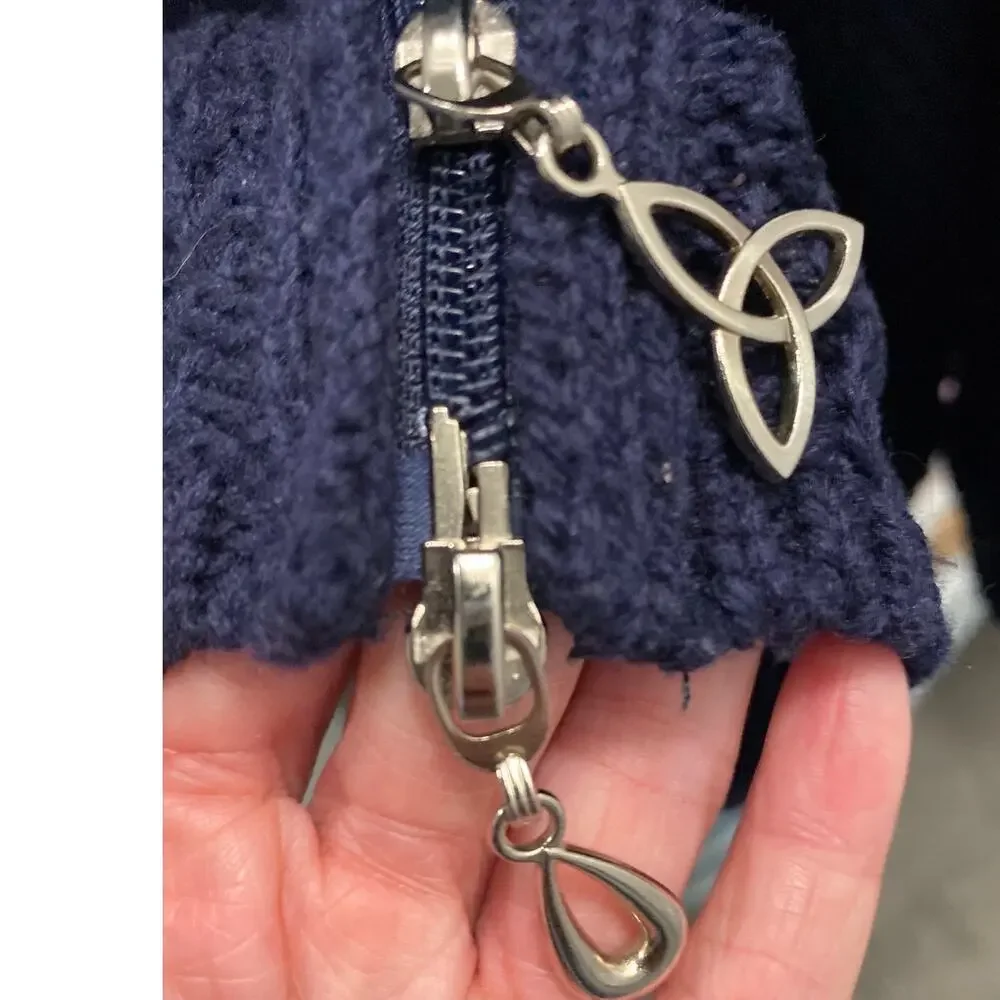 Aran Crafts Merino Wool Sweater Womens XL Hooded Coatigan Double Zip Celtic Knot - Picture 9 of 10